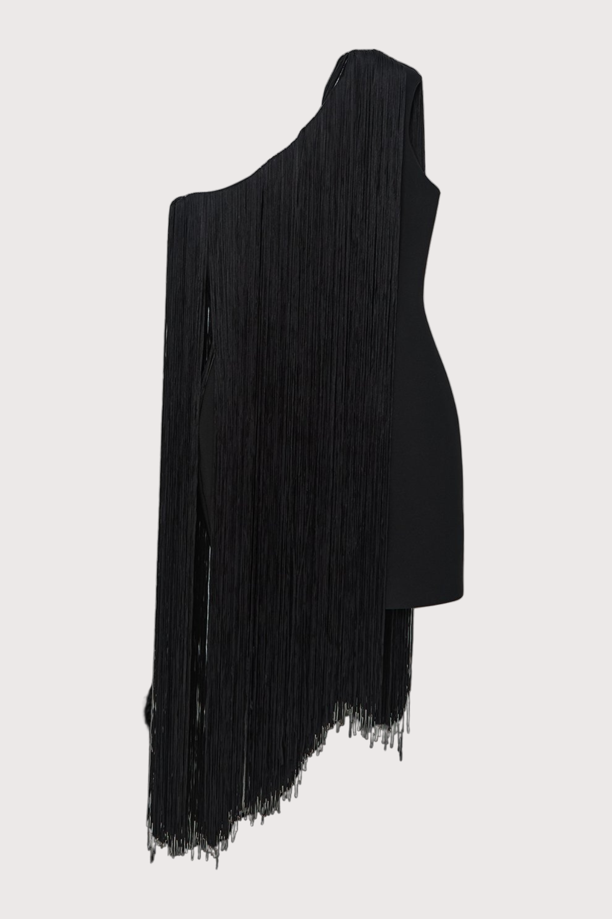 Aimee One Shoulder Fringe Mini Dress - Black