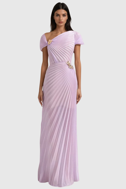 Airate Asymmetric Pleated Maxi Dress