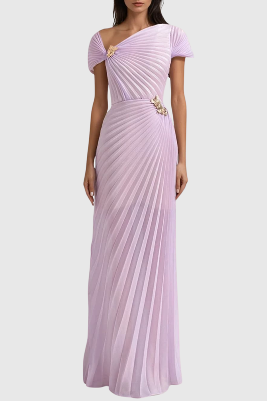 Airate Asymmetric Pleated Maxi Dress