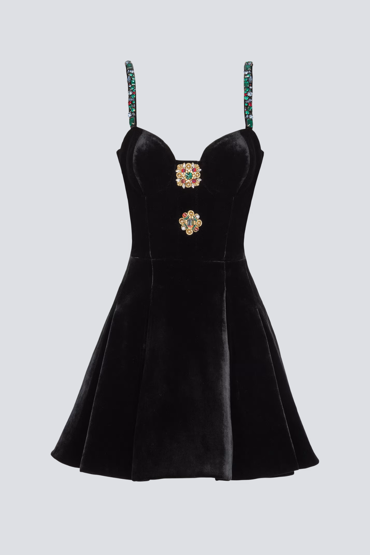 Aisana Rhinestone Velvet Mini Dress