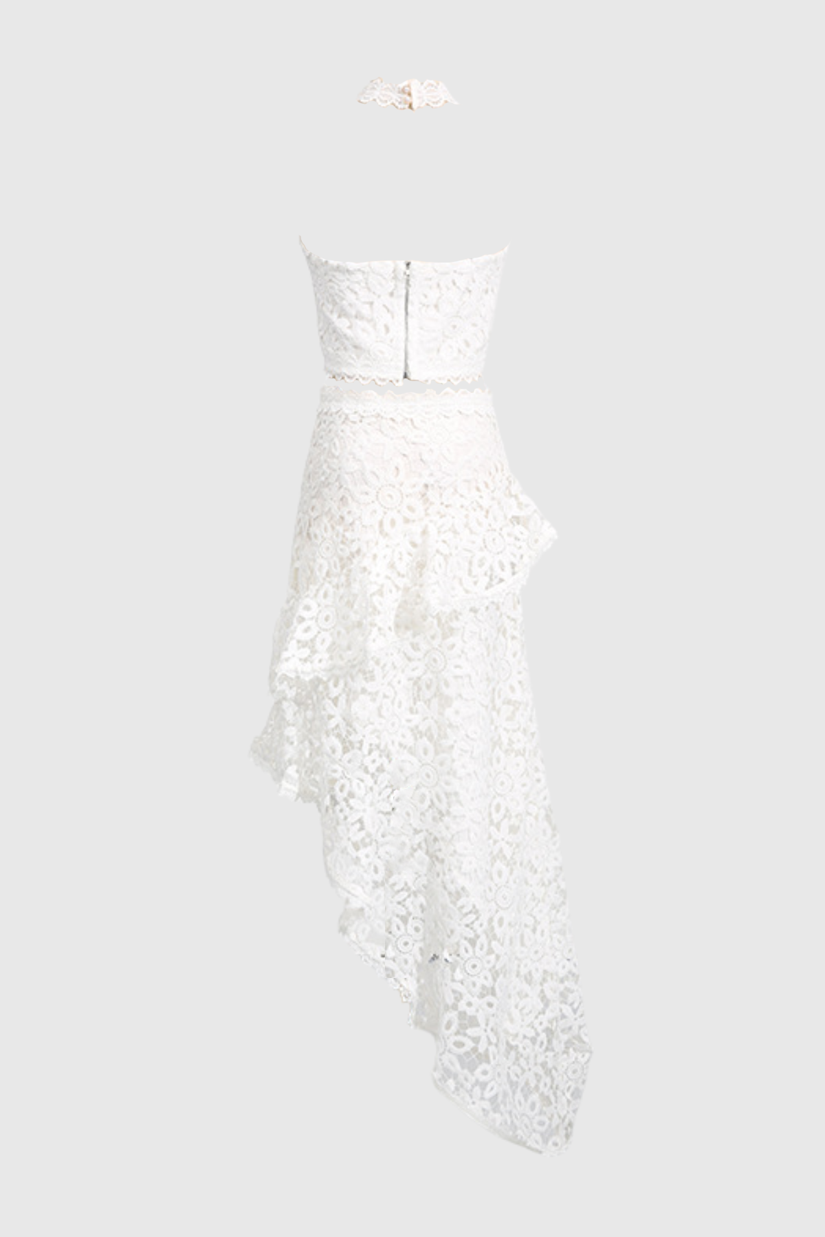 Aizen Floral Lace Top & Midi Skirt Set - White