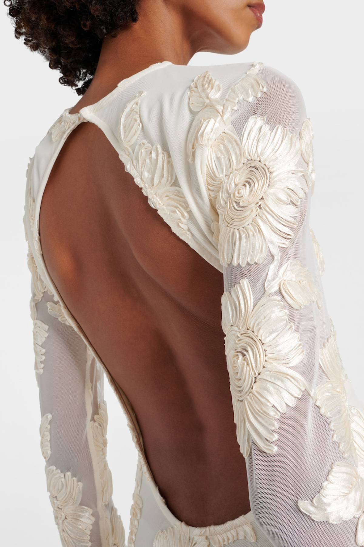 Ajaxm Floral Appliqué Backless Mini Dress