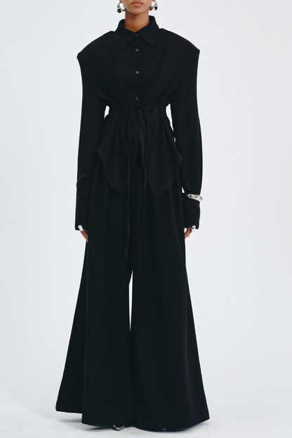 Akiko Cinched Waist Blouse - Black