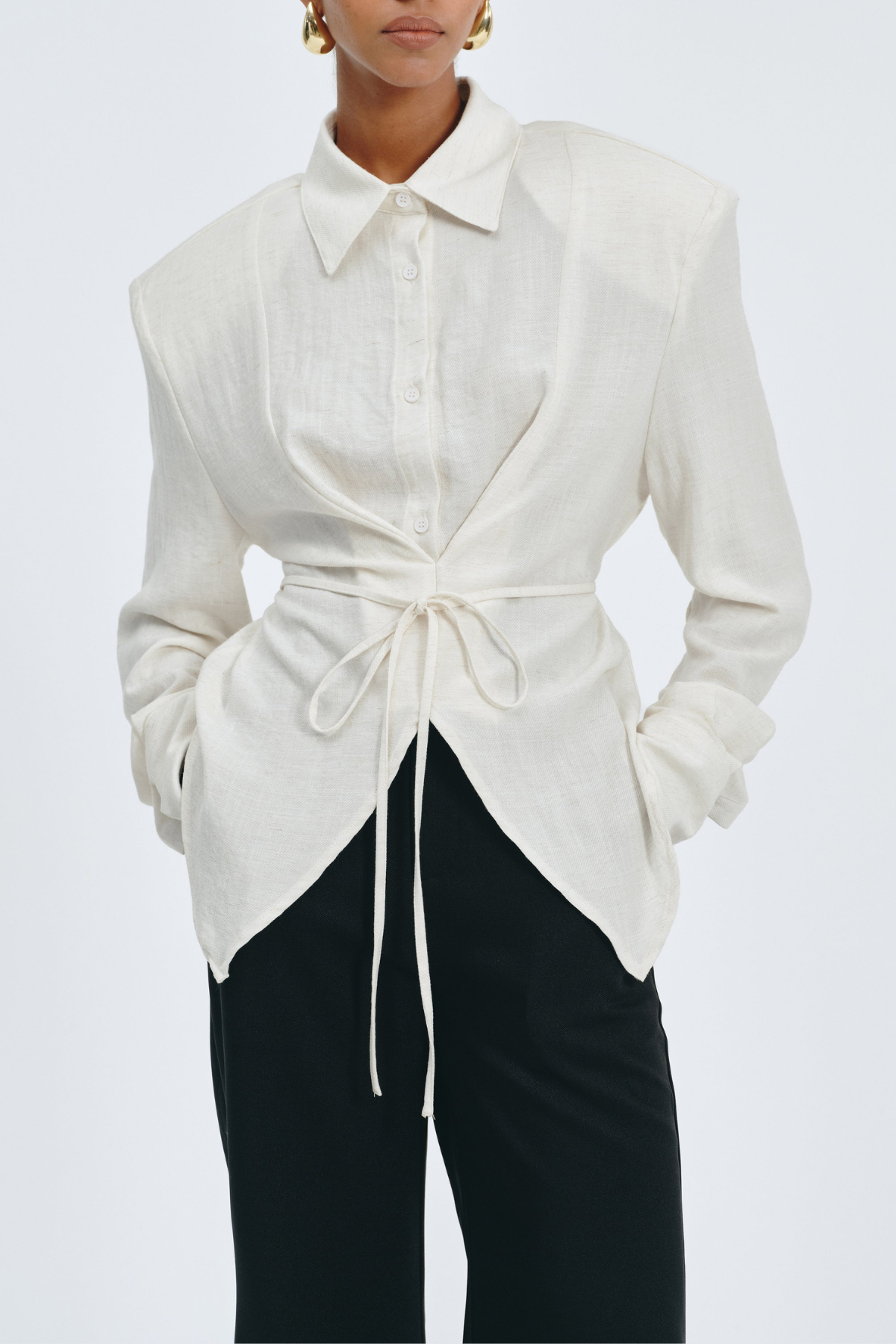 Akiko Cinched Waist Blouse - White