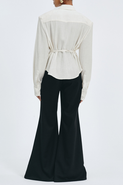 Akiko Cinched Waist Blouse - White
