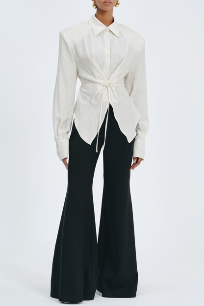 Akiko Cinched Waist Blouse - White