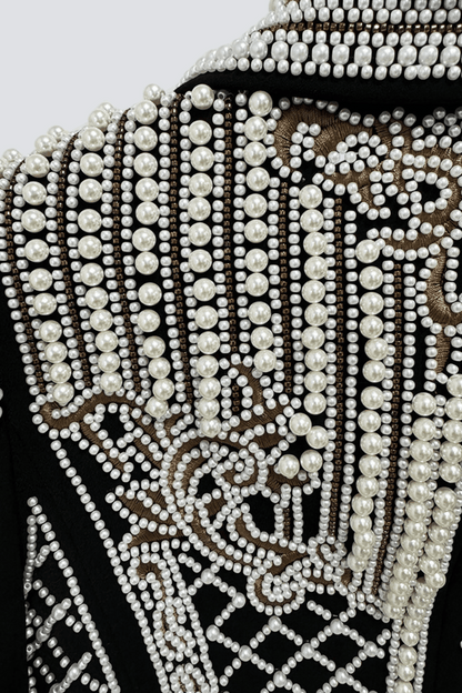 Akili Pearl Embellished Cropped Blazer