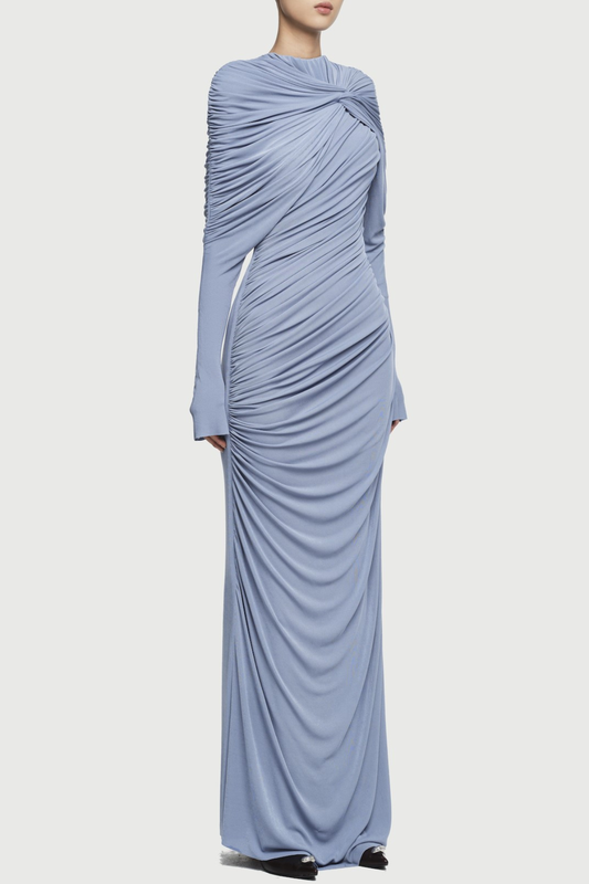 Alaire Knot Draped Maxi Dress - Blue