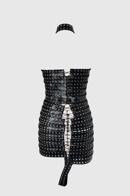 Alara Halter Eyelet Embellished Mini Dress