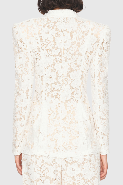 Albany Floral Lace Blazer & Pants Set - White