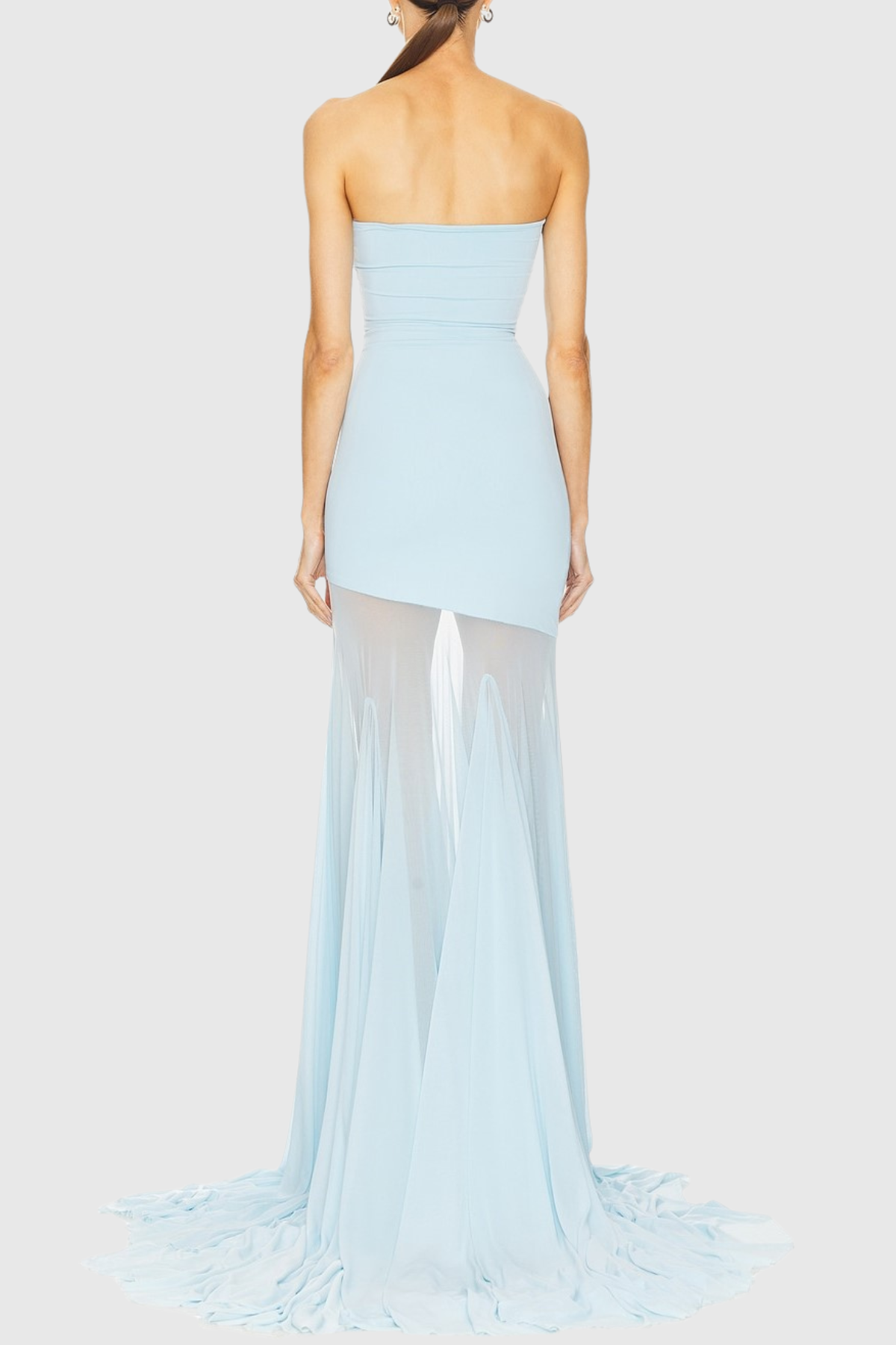 Alberto Strapless Mesh Maxi Dress - Blue