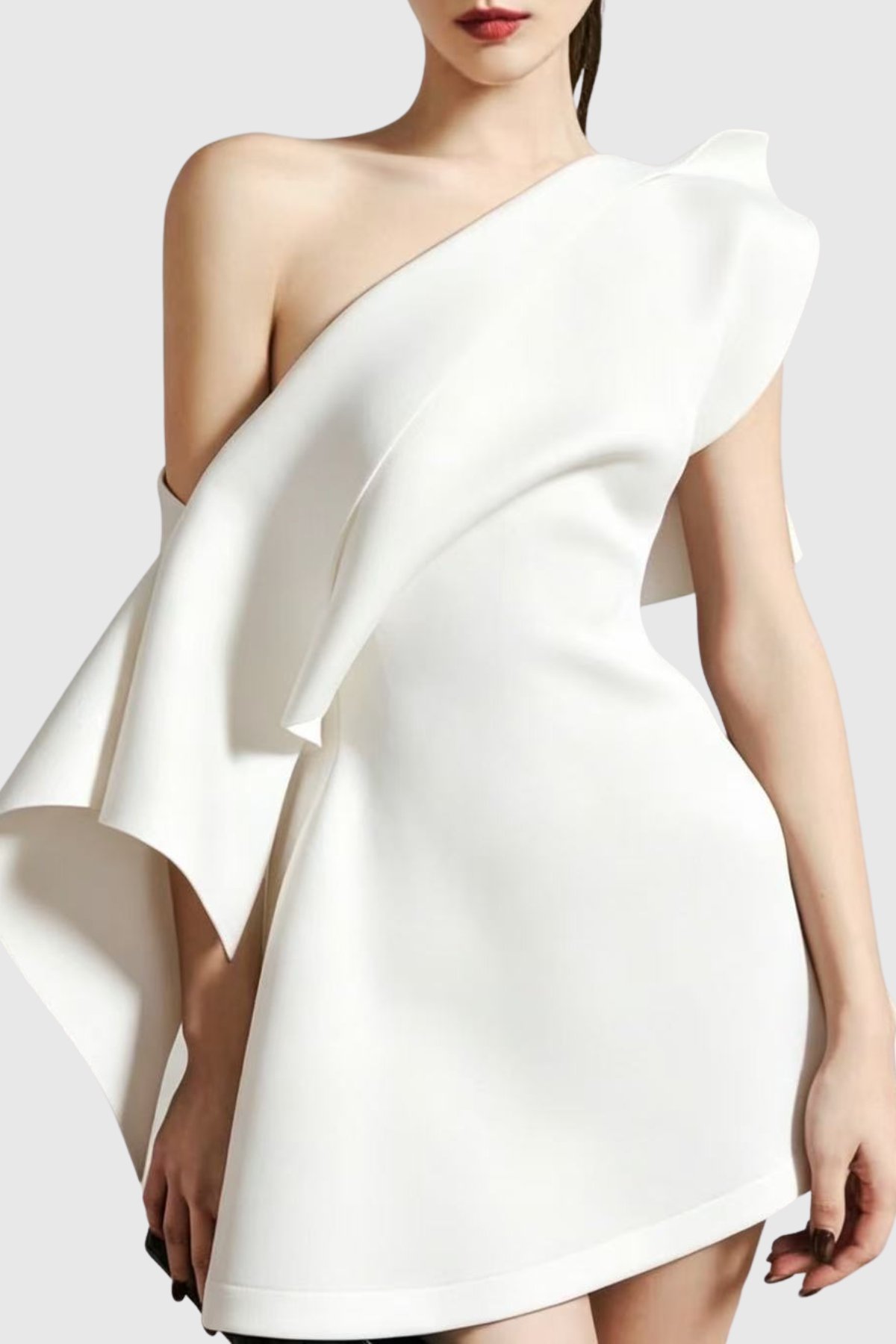 Aldeno Asymmetric Off Shoulder Mini Dress - White