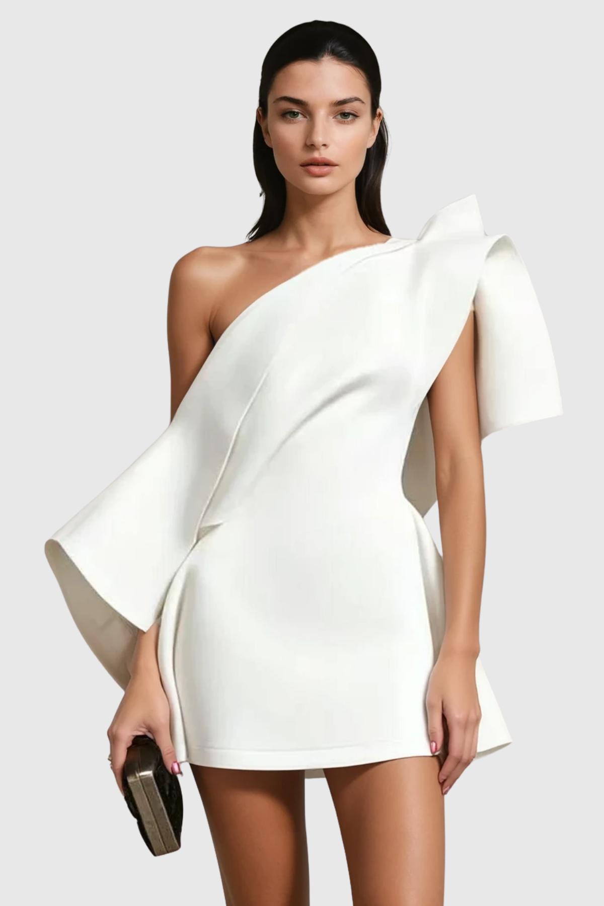 Aldeno Asymmetric Off Shoulder Mini Dress - White