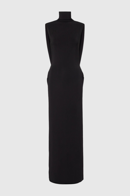 Alerica Sleeveless Backless Draped Maxi Dress - Black