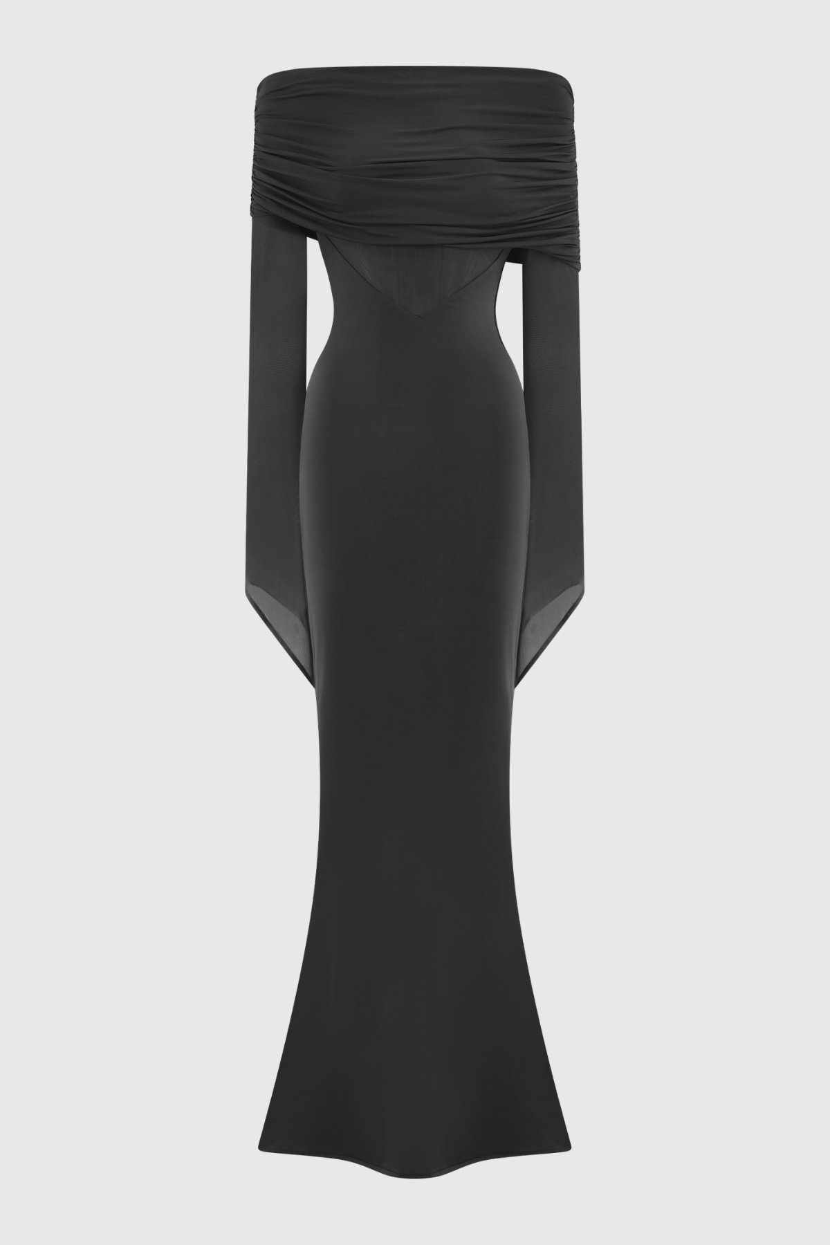 Aletris Off Shoulder Mesh Maxi Dress - Black