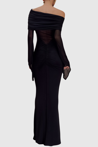 Aletris Off Shoulder Mesh Maxi Dress - Black