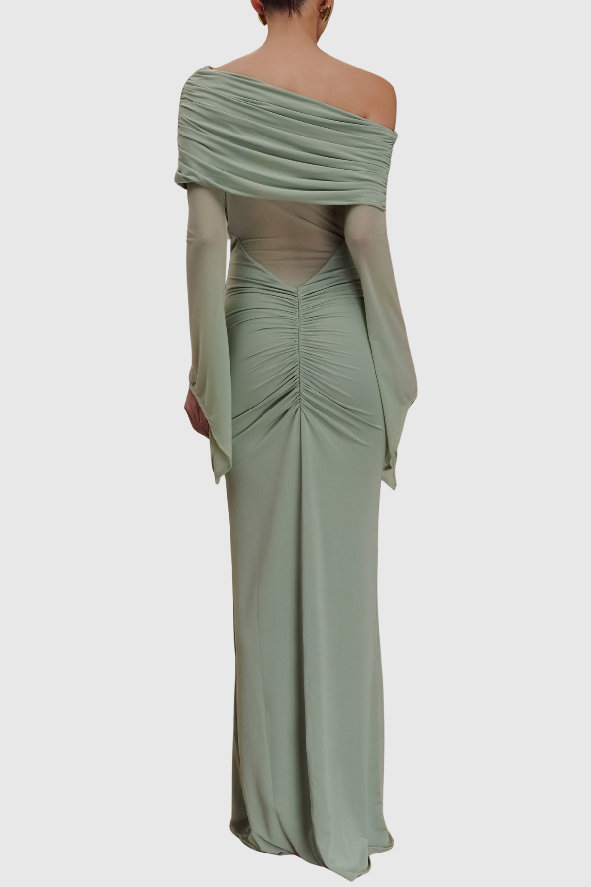Aletris Off Shoulder Mesh Maxi Dress - Green