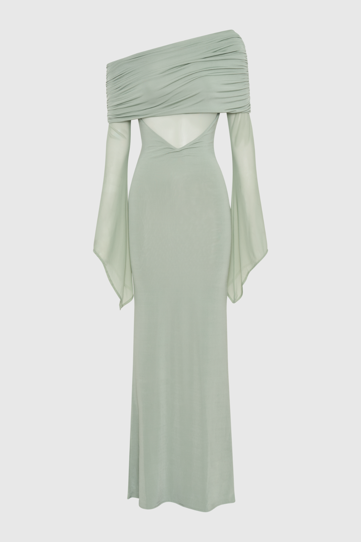 Aletris Off Shoulder Mesh Maxi Dress - Green