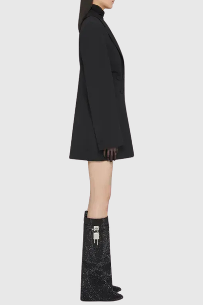 Alfs Crystal Embellished Lock Knee-high Boots - Black