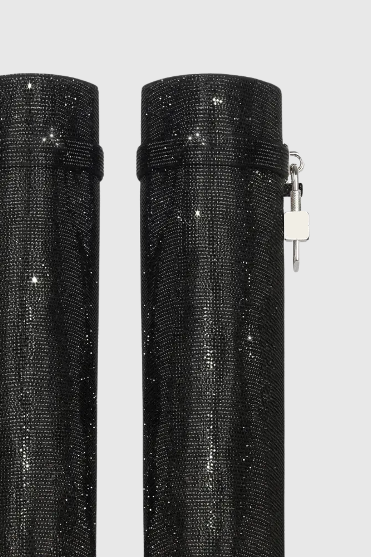 Alfs Crystal Embellished Lock Knee-high Boots - Black