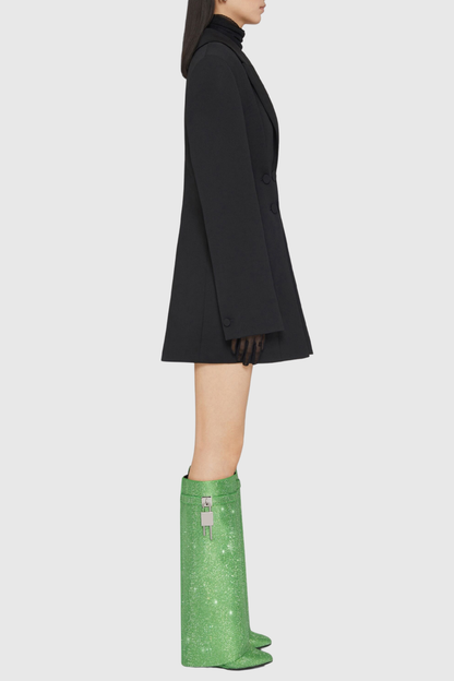 Alfs Crystal Embellished Lock Knee-high Boots - Green