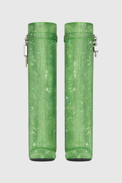 Alfs Crystal Embellished Lock Knee-high Boots - Green
