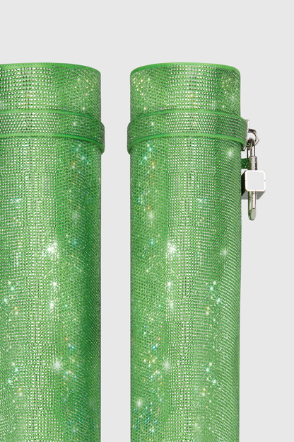 Alfs Crystal Embellished Lock Knee-high Boots - Green