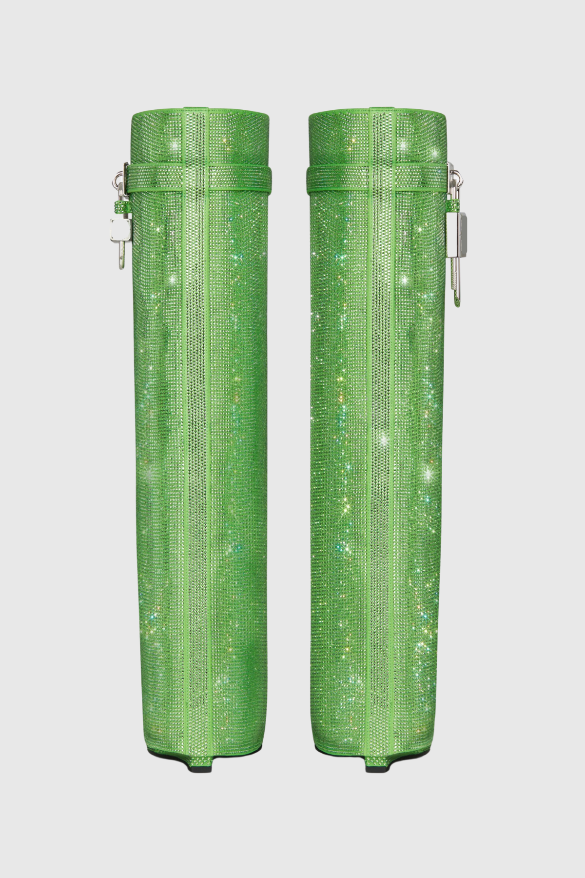 Alfs Crystal Embellished Lock Knee-high Boots - Green