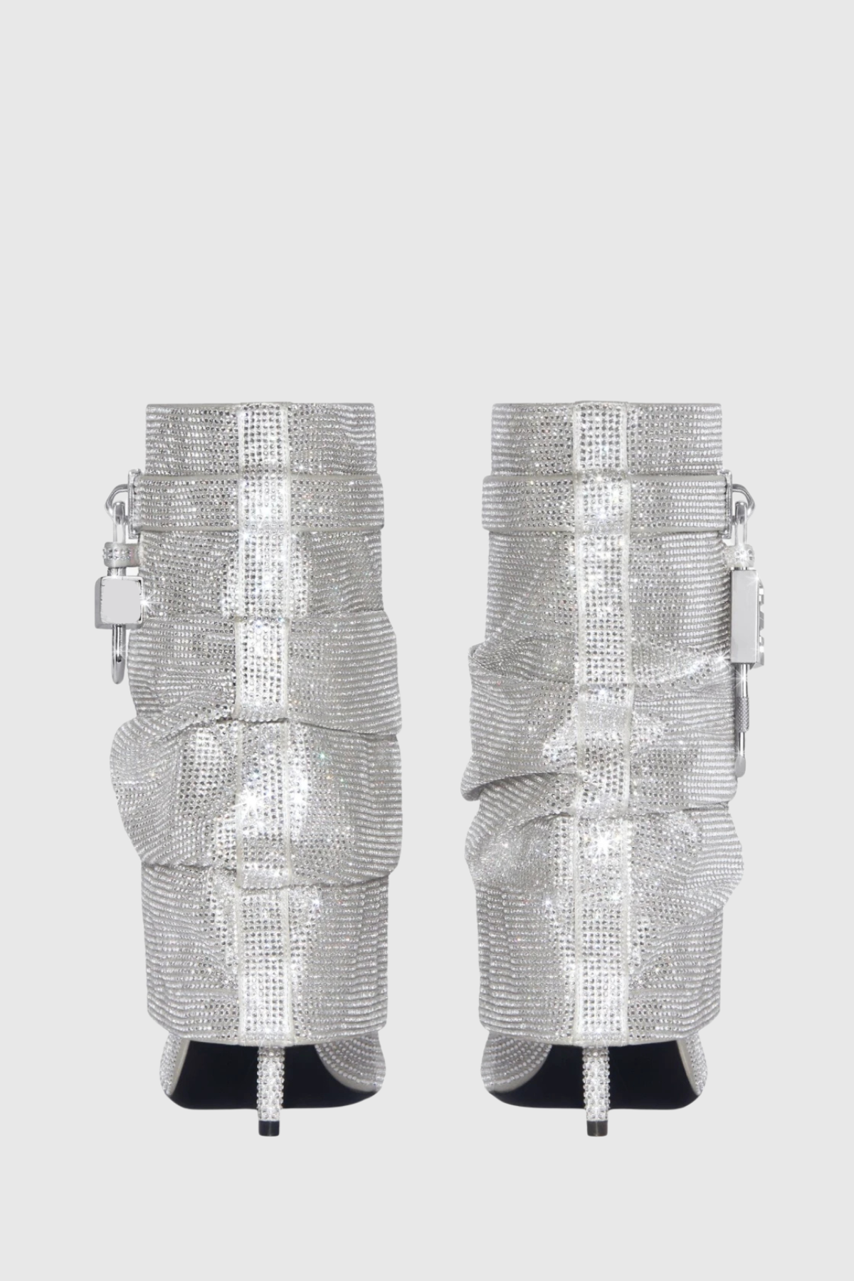 Alfs Crystal Embellished Lock Stiletto Ankle Boots