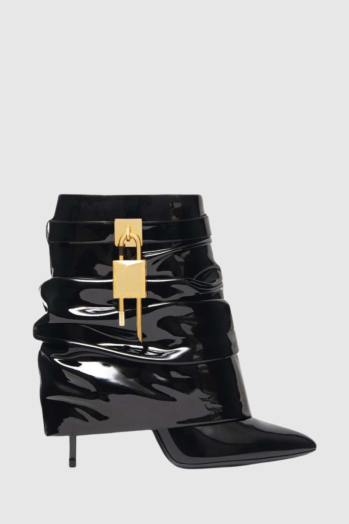 Alfs Lock Stiletto Latex Ankle Boots