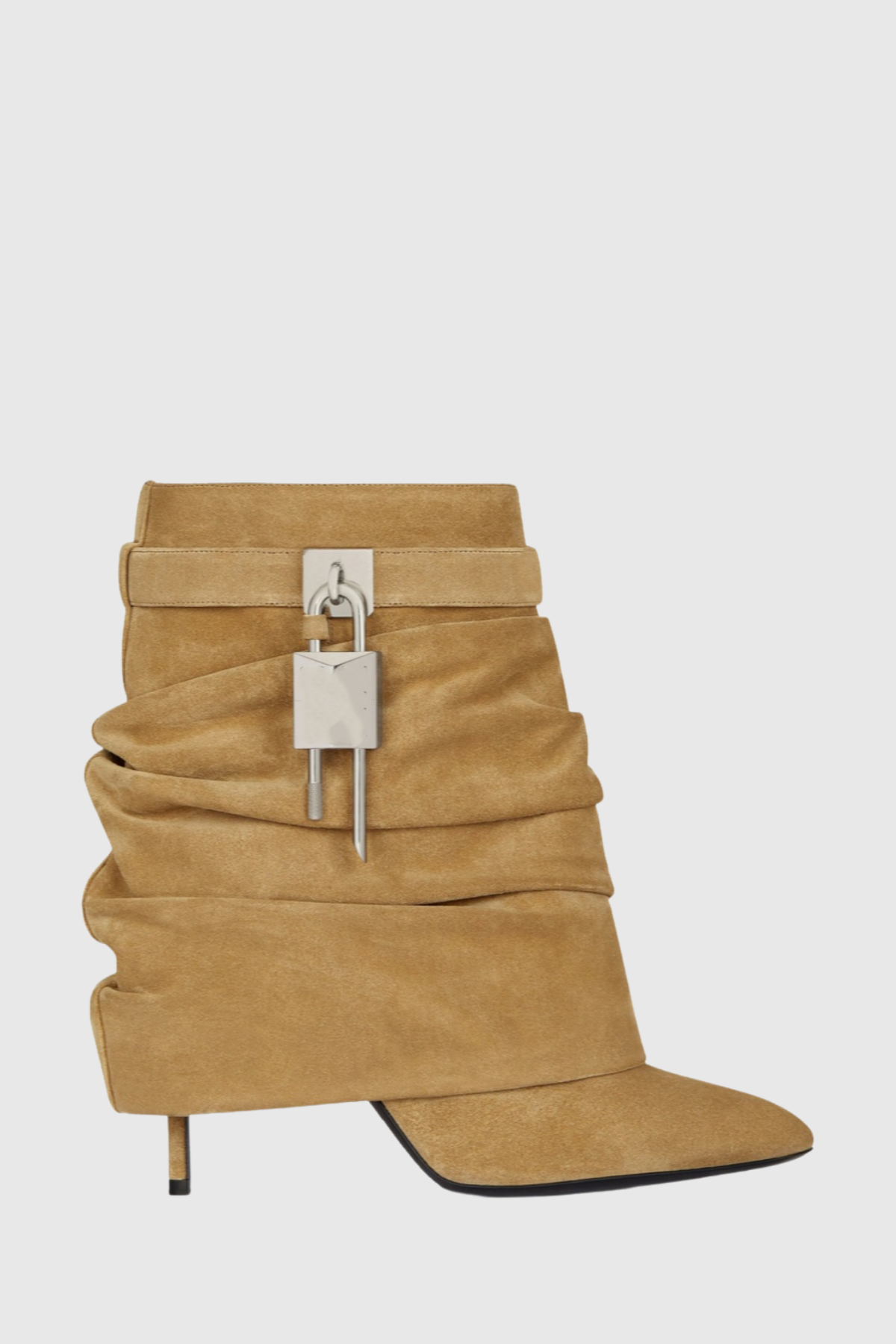 Alfs Lock Stiletto Suede Ankle Boots
