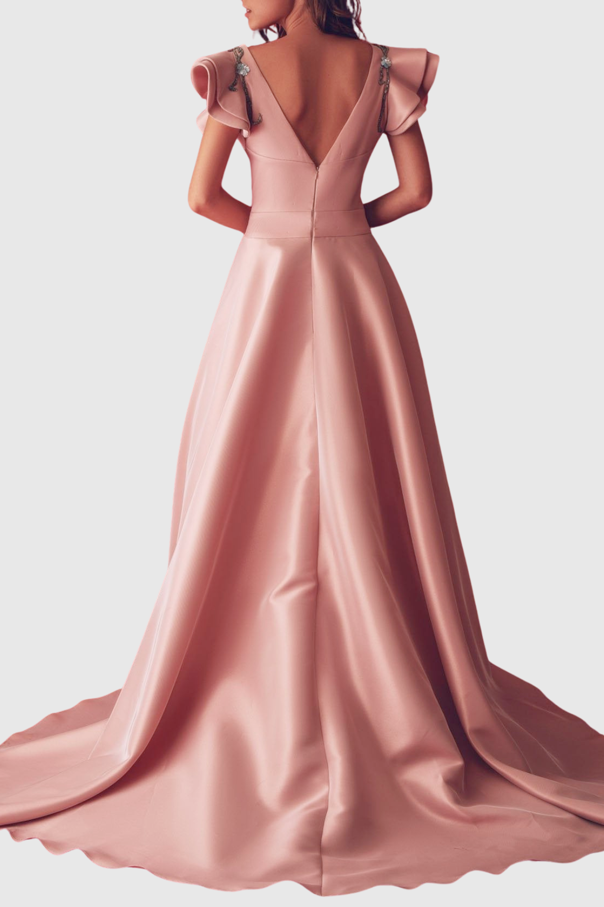 Alianna Floral Sequin Embroidered Ruffle Maxi Dress