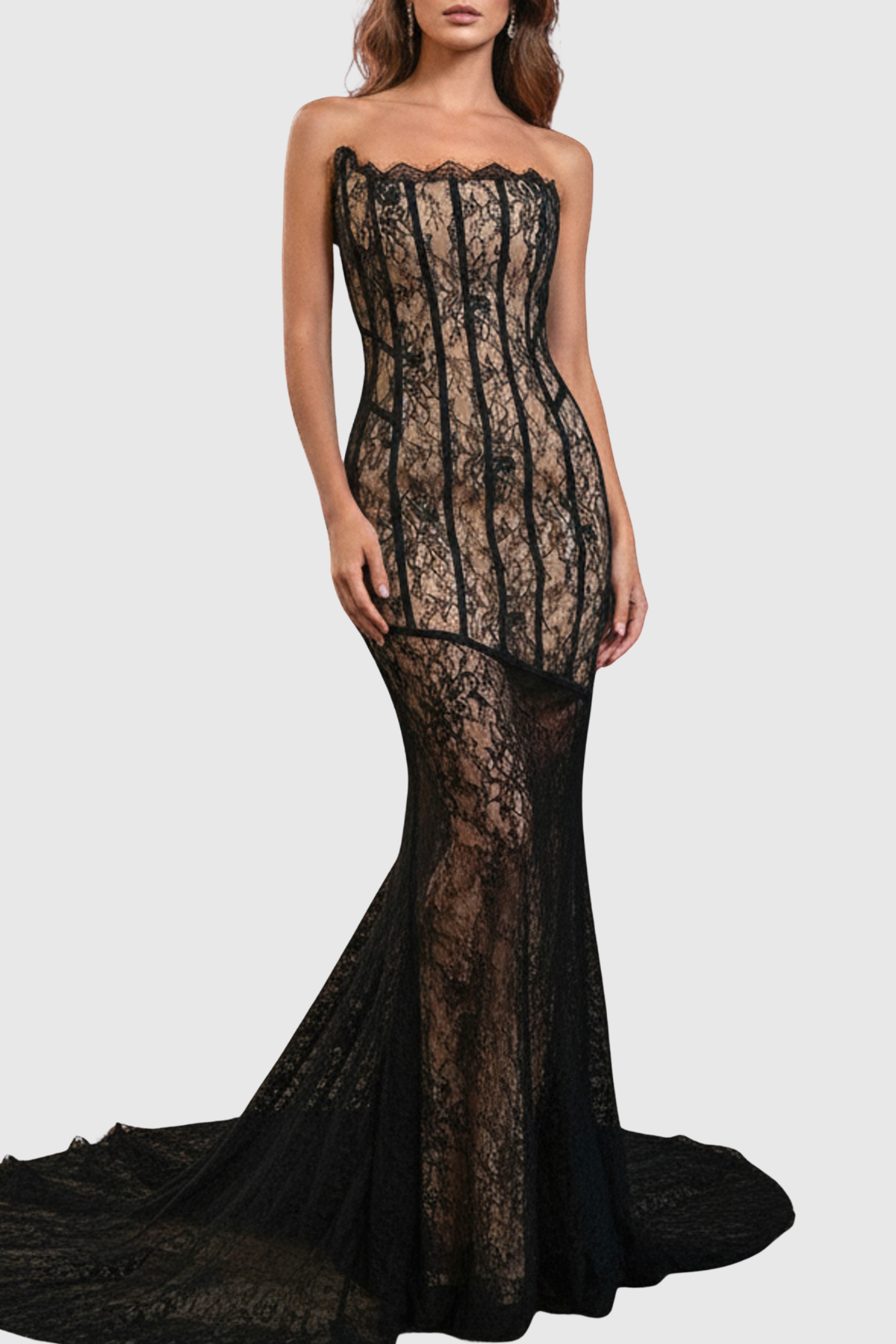 Alisha Strapless Lace Mermaid Maxi Dress