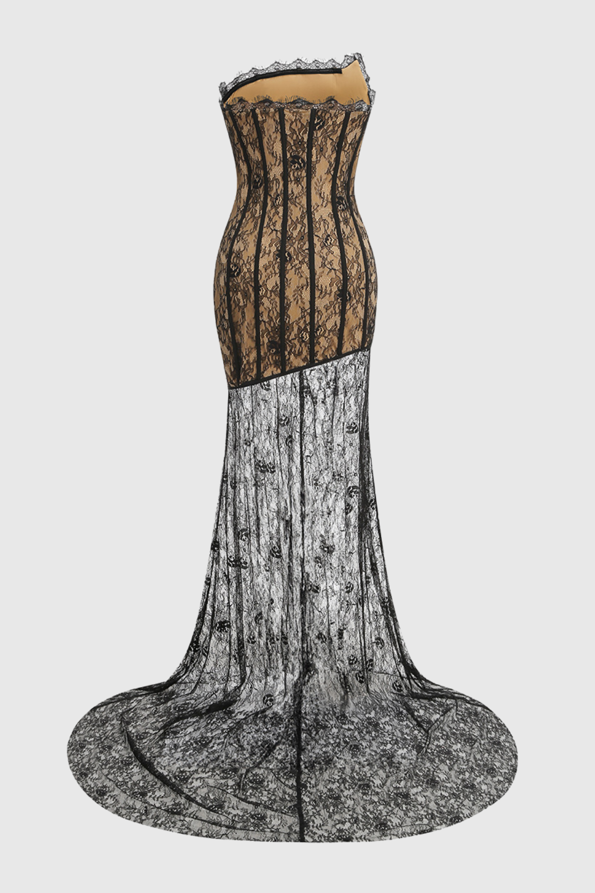 Alisha Strapless Lace Mermaid Maxi Dress