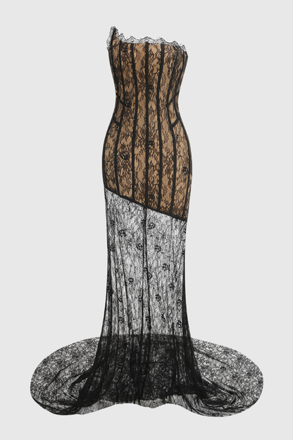 Alisha Strapless Lace Mermaid Maxi Dress