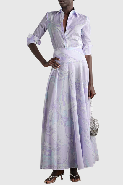 Alixza Print Shirt & Maxi Skirt Set