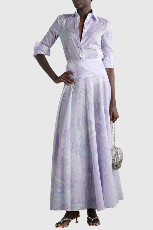 Alixza Print Shirt & Maxi Skirt Set