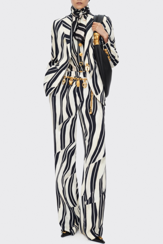Allisa Print Padlock Blazer - Black