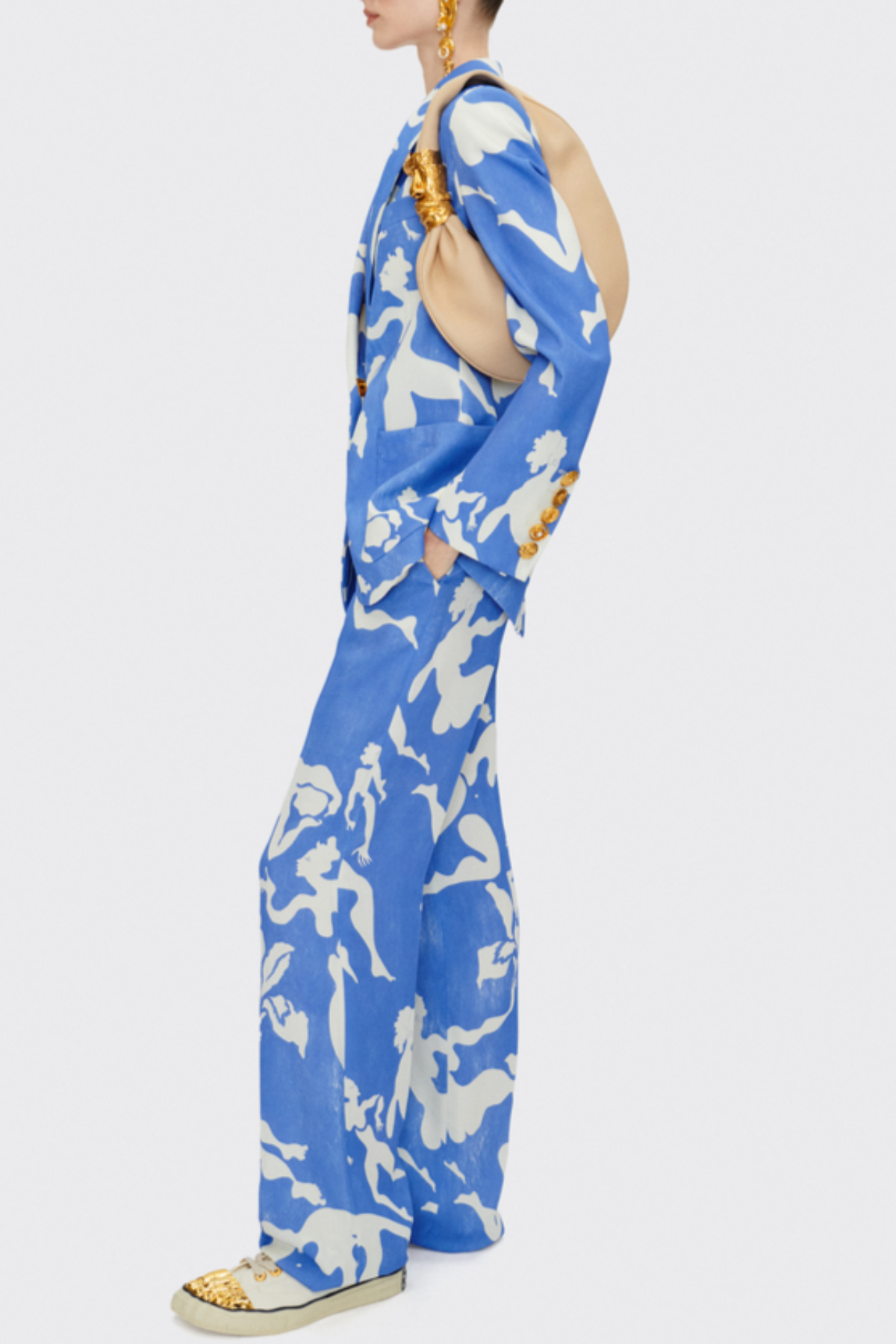 Allisa Print Padlock Blazer - Blue