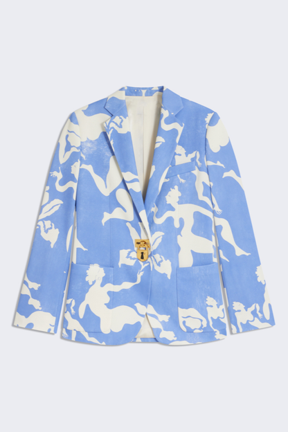 Allisa Print Padlock Blazer - Blue