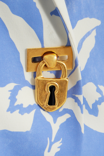 Allisa Print Padlock Blazer - Blue