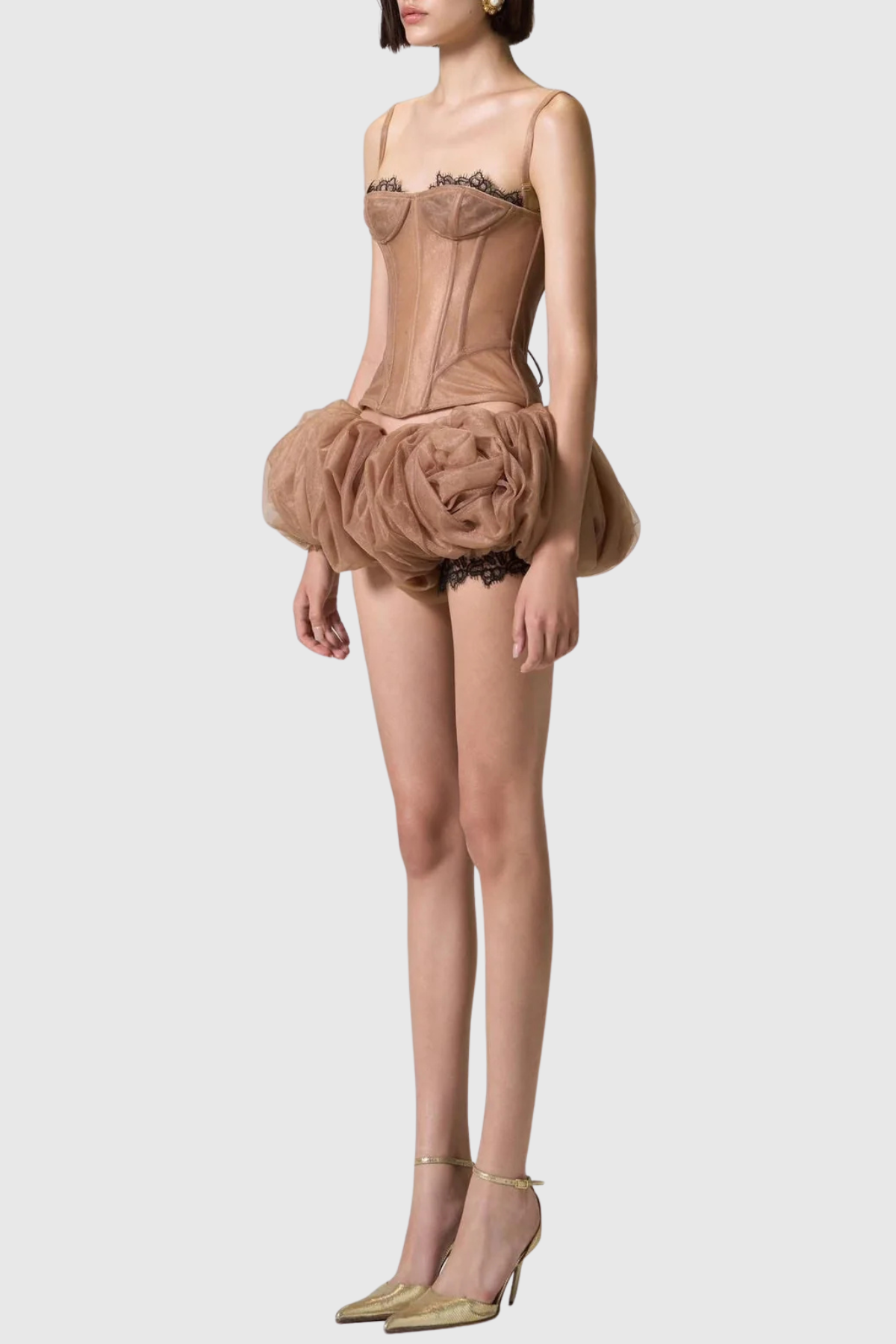 Allona Lace Trim Bustier Top & Bubble Skirt Set