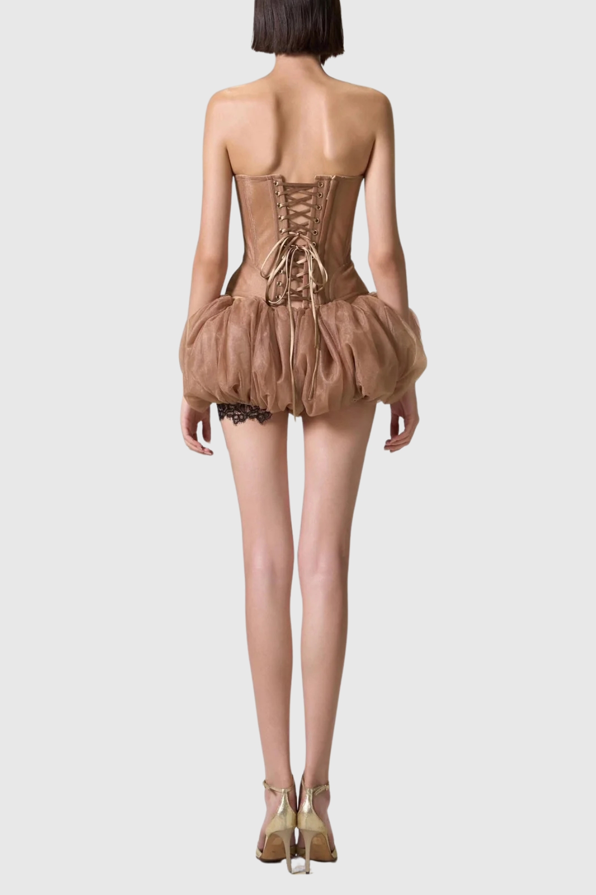 Allona Lace Trim Bustier Top & Bubble Skirt Set