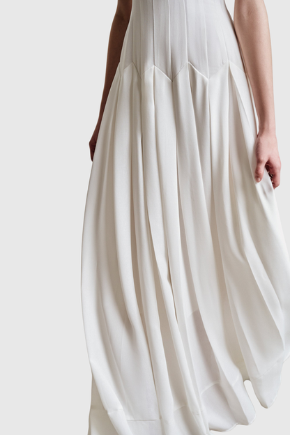 Alora Shirred Textured Cutout Maxi Dress