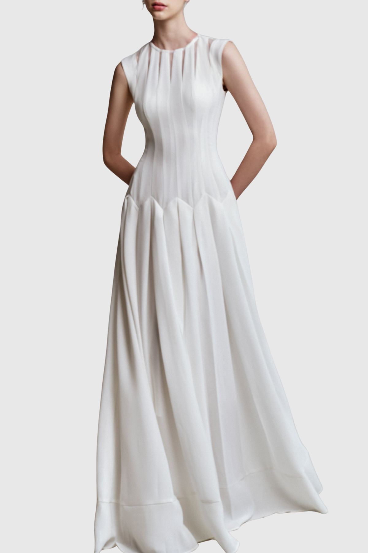 Alora Shirred Textured Cutout Maxi Dress