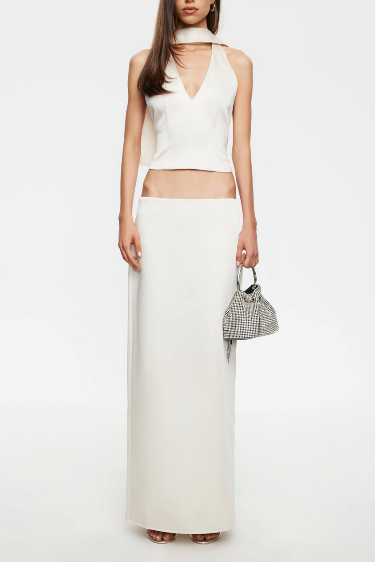 Alva Satin Scarf Top & Maxi Skirt Set