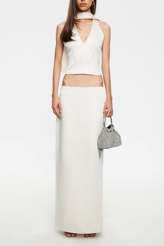 Alva Satin Scarf Top & Maxi Skirt Set