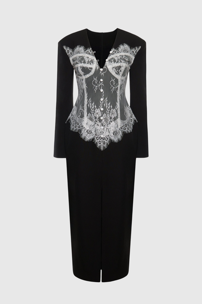 Alvera Lace Midi Blazer Dress