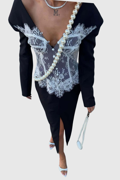 Alvera Lace Midi Blazer Dress