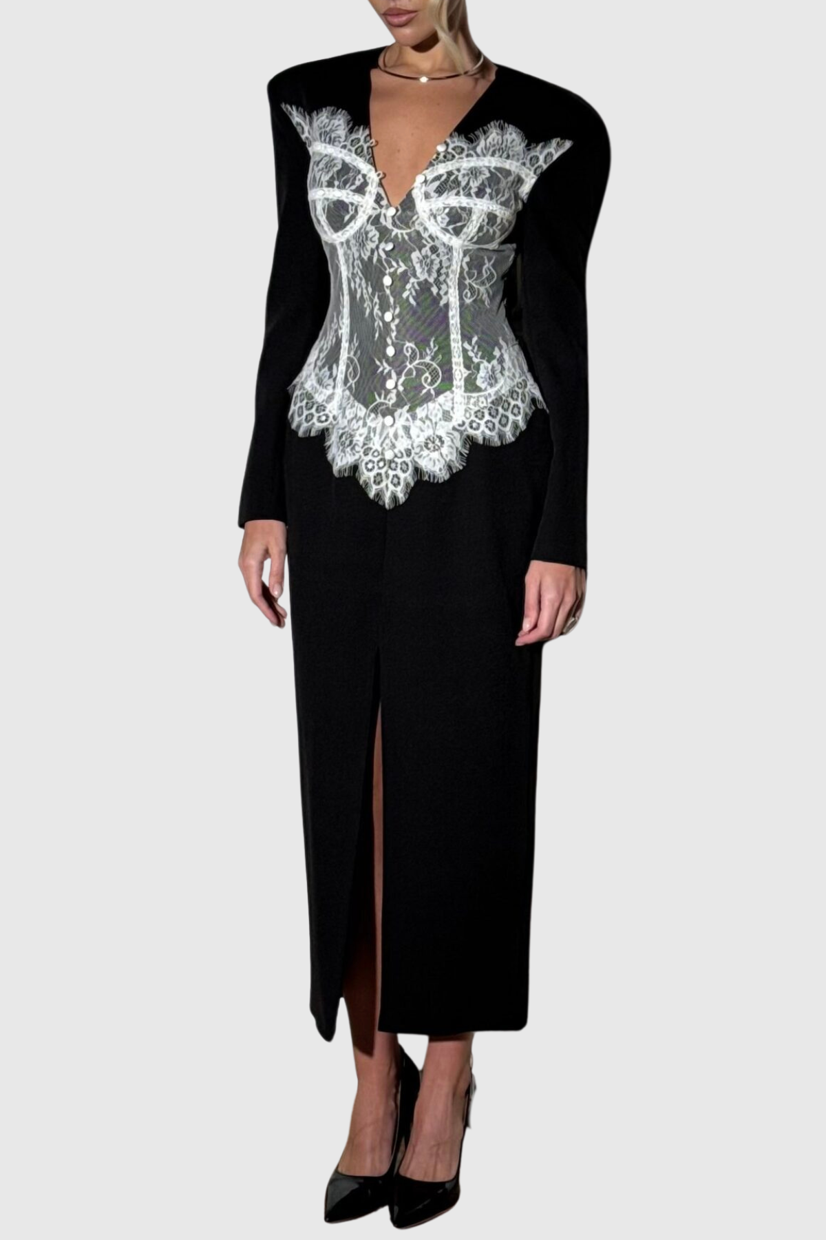 Alvera Lace Midi Blazer Dress